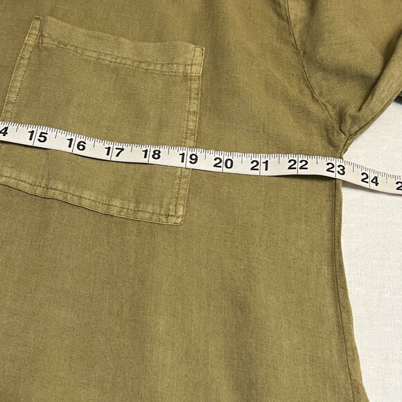YFB Young Fabulous &Broke Linen Shirt Dress Olive Green Button Front Oversize M - Picture 6 of 10